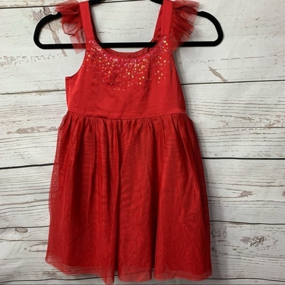 NWT Cat & Jack Flutter Sleeve Satin Tulle Dress - Picture 2 of 7